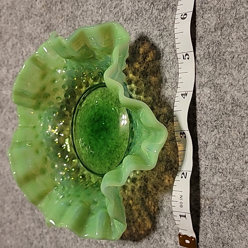 Fenton hobnail lime green opalescent trinket dish